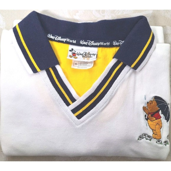 Vtg Disney World Womens Winnie the Pooh White Embroidered Captains Polo Shirt XL - Picture 6 of 12